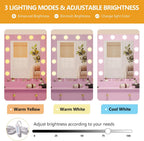 Wodeer Makeup Vanity Desk with Mirror and Lights, 43" Purple Vanity Set with 3 Drawers, Power Outlet & Adjustable RGB LED Lights, Dressing Table with Storage Shelf for Women & Girls Bedroom