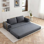 Convertible Folding Sofa Bed, Modern Futon Sleeper Sofa Fold Out Couch Bed with Gold Fixed Frame, Modular Floor Sofas Comfy Corduroy Couches for Living Room (80" Grey)