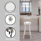 2 Pcs Folding Bar Stool with Backrest & Footrest 25.6in Height Tall Foldable Stool Chair Leather Padded for Kitchen Bar Shop 275.58 lbs Capacity White
