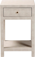 Baxton Studio Dansby Modern Beige Faux Shagreen 1-Drawer End Table