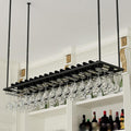 Hanging Wine Glass Holder, Ceiling Bar, Wall-Mounted Rack & Storage Shelf — Red Cabinet, Display Stand, and Living Room Wall Decor Stemware(Black,100CM/39.4in)
