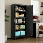 LCAOPC 71" Tall Metal Storage Cabinet with 2 Doors and 4 Adjustable Shelves, 5-Tier Kitchen Pantry Storage Cabinet for Kitchen, Living Room, Dining Room and Office, Black