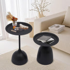 Bacocoo Round Side Table Set of 2, Metal End Tables Matte Black - 16.9" & 23.6" Height Modern Nesting Tables for Living Room, Bedroom, Office Sturdy.(Iron, Easy Assembly)