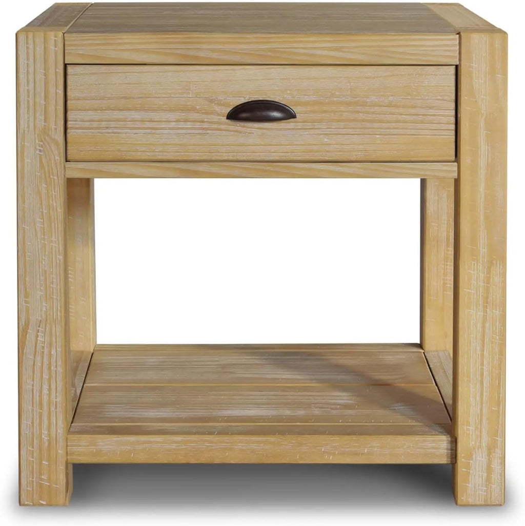 Grain Wood Furniture Montauk End Table, Solid Wood with a Driftwood Finish