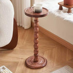 YUNMUARY-Pedestal Side Table,Drink Table with Weighted Base,Round Side Tables for Small Spaces,Small Wood NightStand,23.62" Tall Martini or Cocktail End Tables for Living Room,Corners & Office