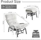HOOOWOOO Cozy Rocking Chair,Chaise Lounge Chair Indoor,Accent Chair with Ottoman for Bedroom,Living Room,Office(Cloud Velvet White)