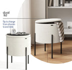 Round Ottoman with Storage, Boucle Storage Ottoman, Foot Stool Ottoman, Makeup Vanity Stool, Small Ottomans Foot Rest, Modern Ottomans for Living Room and Bedroom, Cream