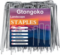 Gtongoko 50 Pack 10 Inch Galvanized Landscape Staples Garden Plant Cover Stakes 11 Gauge SOD Staples Ground Fence Stakes for Landscaping Securing Weed Barrier Fabric
