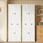 IRONCK Kitchen Pantry Storage Cabinet 72.6" H x 24" W, White | Freestanding Storage Cabinet with Barn Doors, Drawer, 4 Adjustable Shelves, Tall Snack Food Cabinet for Dining Room
