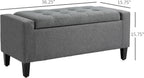 Gray Storage Ottoman with Linen Cover