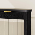 70" Slim Wooden Side Table, Wavy-Patterned Storage Table with 3 Drawers, Console Tables for Living Room, Entryway, Hallway, Sofa Tables Behind Sofa, Curved Arc Design, Modern Style, Black