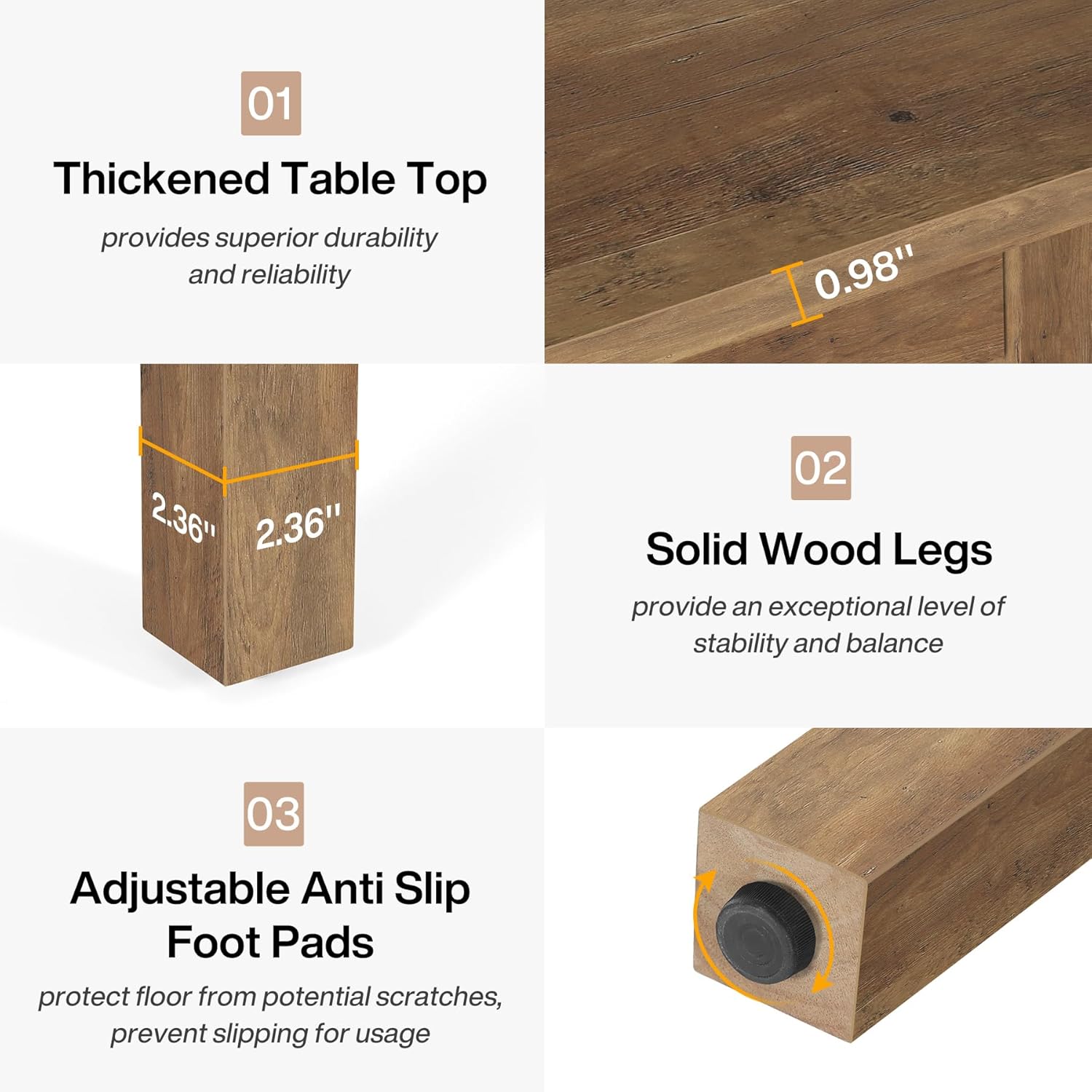 Tribesigns Wood Dining Table Modern Kitchen Table for Dining Room Living Room, 2-4 People Dining Room Table Square Dinner Tables with Wooden Legs Thick Top for Small Space, Grayish-Brown (Only Table)