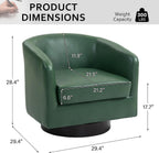 Lumibee Faux Leather Swivel Barrel Chairs Set of 2, Upholstered Comfy Round Swivel Accent Chair, 360° Rotation Single Sofa Club Armchair for Living Room, Reading Room, Bedroom, Green