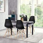 GOFLAME DSW Dining Chairs Set of 4, Shell Plastic Chairs with Wooden Legs, Modern Style Armless Chairs for Living Room Kitchen Bedroom, Kitchen Side Chairs for Dining Room, Living Room, Black