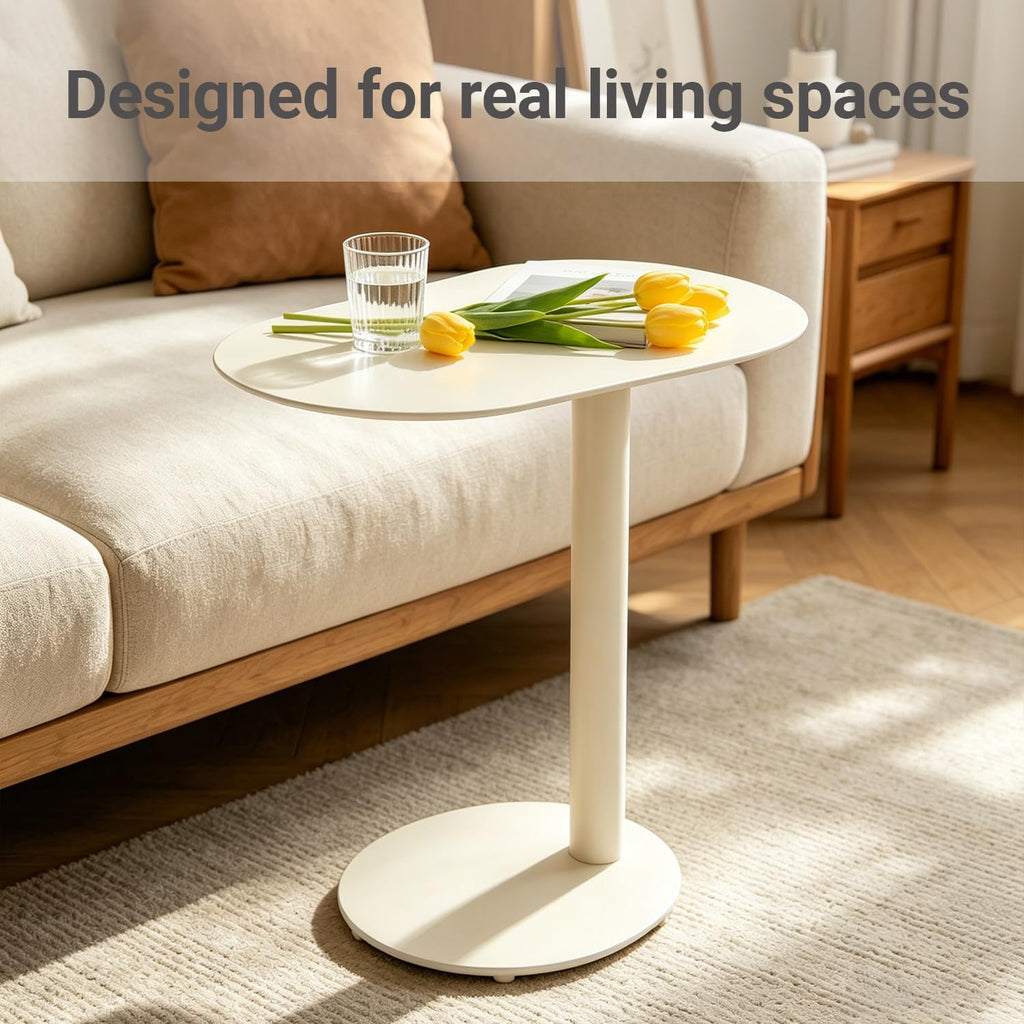 Modern C-Shaped End Table, Small Sofa Side Table Metal Side Table for Couch and Bed Snack Table Tray Table for Living Room Bedroom