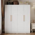 AGOTENI Armoire Wardrobe Closet with 4 Doors & 2 Hanging Rods, Wooden Clothing Storage Cabinet with Shelves for Bedroom, White, 19.7" D x 63" W x 70.9" H