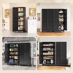 Yizosh Metal Pantry Cabinet, 75" Kitchen Pantry with 2 Door and 4 Adjustable Shelves,Black Metal Pantry Storage Cabinet,Cupboard for Kitchen,Dining Room,Living Room and Bathroom