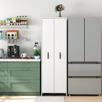 JOYSOURCE Tall Kitchen Pantry Cabinet with Pull-Out Shelves Large 2- Door Free Standing Storage Cabinet for Food, Spice White