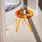Clear Acrylic Side Table, Round End Table Bedside Table for Living Room Bedroom (Orange)