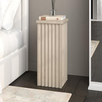 Henn&Hart 11'' Fluted Modern Wooden Square End Table, Ribbed Side Table, Nightstand for Living Room, Office, Family Room, or Bedroom, Alder White