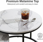 Living Room Side Table, Round Coffee Tables for Living Room, Modern Nesting Drink for Small Spaces, Set of 2 (Marble)