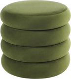Flouki 19.5" Storage Ottoman Round, Vanity Stools for Bedroom, Velvet Pouf Ottoman with Removable Lid, Modern Ottomam Stool for Girls Women, Foot Stool for Living Room, Green
