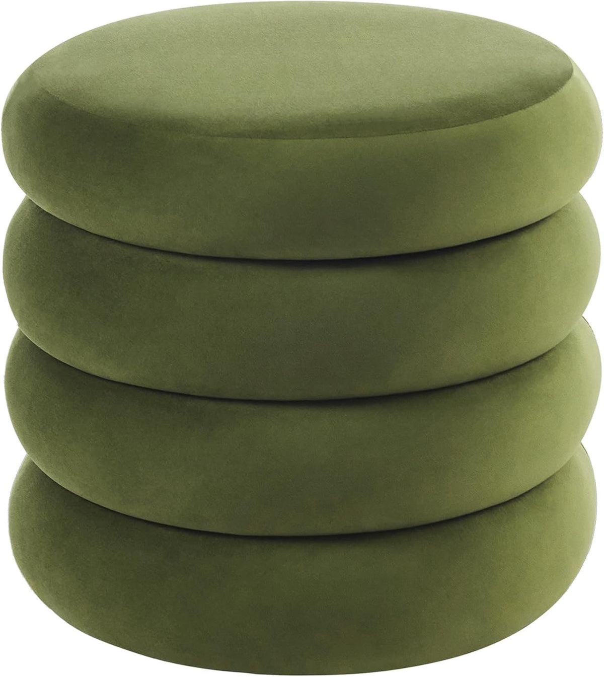 Flouki 19.5" Storage Ottoman Round, Vanity Stools for Bedroom, Velvet Pouf Ottoman with Removable Lid, Modern Ottomam Stool for Girls Women, Foot Stool for Living Room, Green