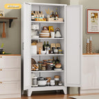 75" Pantry Cabinet,Kitchen Storage Cabinet with Adjustable Shelves | 1000 LBS Capacity Metal Pantry Cabinet with Magnetic & Anti-Tip,Storage Cabinet with Adjustable Feet for Kitchen,Dining Room
