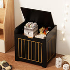 Aenuert Storage Chests, Small Cube Organizer Box,Wooden Entryway Storage (Black, Without Handles)