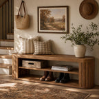 Tribesigns 47.2 in. 3-Tier Entryway Bench with Shoe Storage,Farmhouse Wooden Foyer Bench with Adjustable Foot Pads,End of Bed Bench for Hallway,Bedroom,Entryway (Brown)