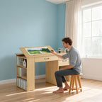Drafting Table with Storage Cabinet & Drawers, Adjustable Drawing Desk with Open Shelves, Craft Table Painting Desk for Artists, Painters, Drawing, Crafting, Reading, Writing, Working