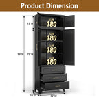 Polup Kitchen Pantry Cabinet with 3 Drawers, 90" Tall Metal Storage Cabinets with Doors and Shelves, Food Cupboards for Dining, Living Room, 16" D x 32" W x 90" H, Black, Assembly Required