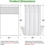 Stall No Hook Shower Curtain with Snap-in Fabric Liner Set,Waffle Weave Shower Curtains for Bathroom,Hotel Luxury Decor Bathroom Curtain Set,Waterproof & Washable,White,54Wx80H