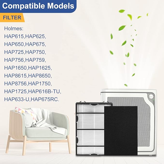 HAPF600 Filter Replacement for Holmes HAPF600 Air Puri-fier, 4 Filter + Carbon Pre-filters, Part HAPF600 HAPF600D HAPF600D-U2 HAP615 HAP625 HAP650 HAP725 HAP750