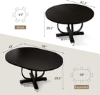 Einhomn 59" Extendable Round Dining Table for 4-6, Modern Oval Kitchen Table with Heavy Duty Curved Legs & Pedestal Base, Space Saving Circle Dinner Room Table for Dining Kitchen Living Room, Black