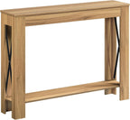 YATINEY Farmhouse Console Table, 39.4'' Small Narrow Entryway Table, Wood Couch Table Behind Sofa with Storage Shelf, Slim Farmhouse Hallway Table for Living Room, Hallway, Foyer, Light Walnut CT34VV