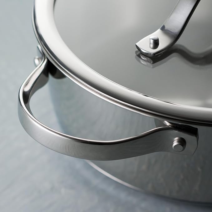 Tramontina Tempo Tri-Ply Base Stainless Steel 4-Quart Sauce Pan with Glass Lid, Induction-Ready Saucepan, Oven-Safe, Dishwasher-Safe