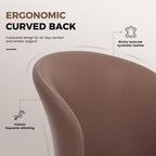 Modern Curved Back Dining Chairs Set of 6, Faux Leather Upholstered Accent Chair, Mid-Century Kitchen Side Chair with Soft Cushion for Dining Room, Living Room, Bedroom, Brown