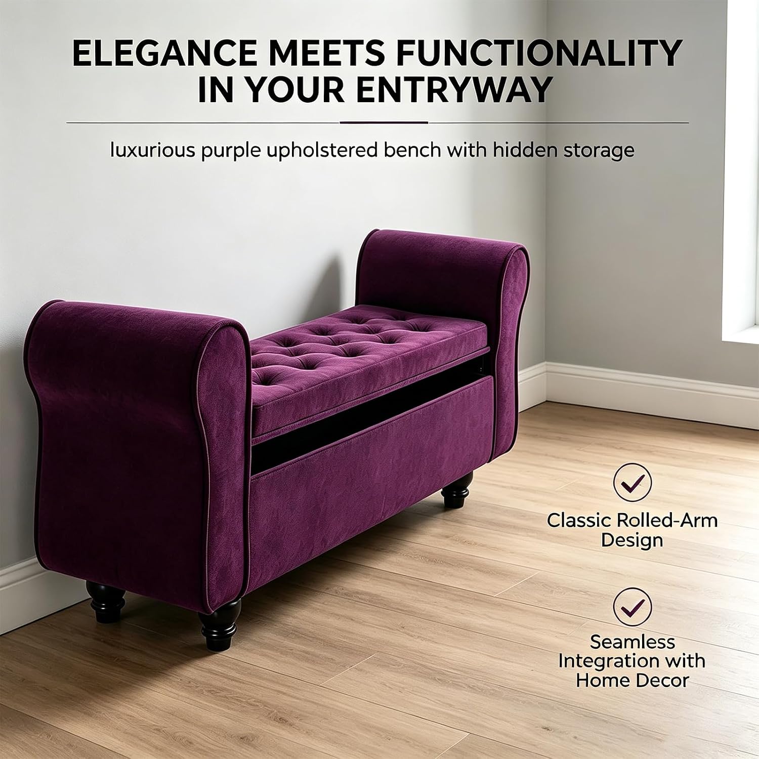 Shoe Storage Bench End-of-Bed Storage Bench End-of-Bed Bench with Storage Bed Benches for the Foot of the Large Bench for the Bedroom Living Room,and Dorm Linen-Black L39.3*W15.7*H15.7in