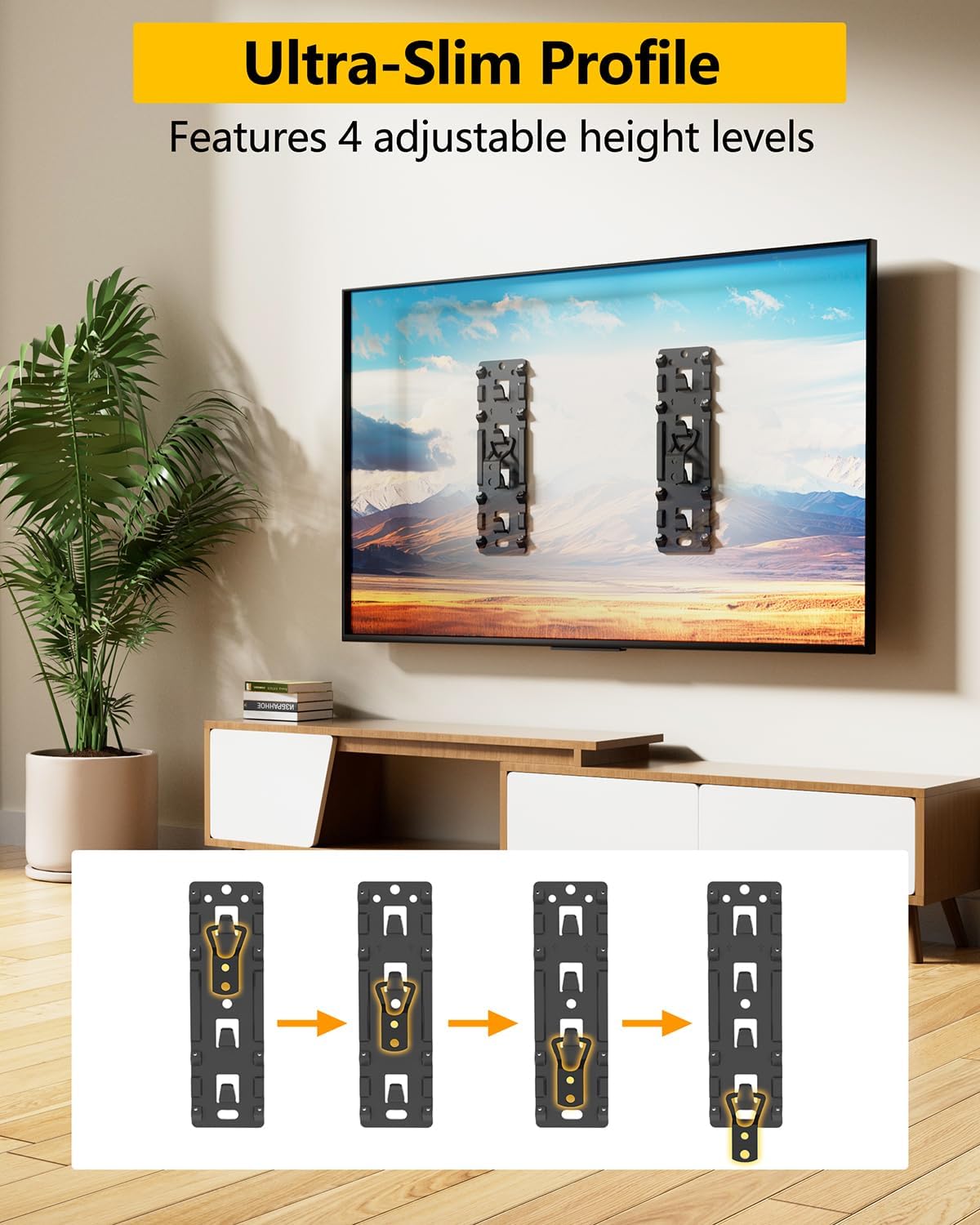FORGING MOUNT No Stud TV Wall Mount for 26-100" TVs, Holds 176LBS | Low Profile 1.17", No Drilling Drywall TV Mount, 3x Wider Plate, Easy Install