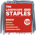 Landscape Staples 6 Inch 120 Pack 11 Gauge Galvanized Landscaping Fabric Pins Anti-Rust SOD Staples Ground Stakes for Securing Rrigation Tubing, Fence, Weed Barrier, Ground Cover