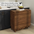 Folding Dining Table Set for 4, Foldable Kitchen Dinning Set with Chairs | Bamboo, Double Drop Leaf Devise, Inside of Dinner Table Can Store Fold Chairs, Assembly Free for Compact Apartment - Brown