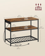 VASAGLE Kitchen Island with 3 Shelves, Storage Cabinet, Steel Structure | Kitchen Shelf with Large Wooden Worktop, 47.2 Inches Width, Rustic Brown and Matte Black, BARNET Collection UKKI101K01