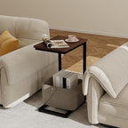 C Shaped End Table, C Shaped Under Couch Slider, Small Wood Under Sofa Sliding Side Table, for Living Room, Bedside, Laptop, Computer, TV Dinner, or Recliner, Walnut