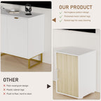 Garvee 31.5 in Modern Sideboard Buffet Cabinet with Storage, Wood Accent Storage Cabinet with Herringbone Doors & Shelf, Credenza Console Table for Dining Room Living Room Entryway, White