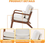 DUMOS Mid Century Modern Accent Chair, 16'' Seat Height Cozy Lounge Chair | Upholstered Armchair with Waist Cushion and Wood Frame for Living Room, Bedroom, Reading Nook, Home Corner, Balcony, Beige