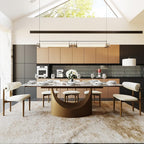 POVISON Extendable Dining Room Table 6-8, 71-95" Expandable Modern Dining Table for 6-10, Rectangular Glossy Pandora Sintered Stone Tabletop for Dining Room, Bronze Base (Dining Table Only)