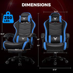 GTPLAYER Gaming Chair with Footrest, Video Game Chairs Racing Style PC Game Chairs 350lbs for Adults - Padded High Back Ergonomic Reclining Silla Gamer, Linkage Armrest, Blue