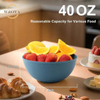 Wheat Straw Salad Bowls for Kitchen set of 6,Anit-Scald Thick Soup Bowls 40oz,Microwave and Dishwasher Safe Bowl set easy to clean. Blue