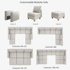 EASE MOOSE Middle Module Seat for Modular Sofa with Reversible Chaises, Faux Leather Armless Chair Customizable Sectional Sofa Couch with Storage
